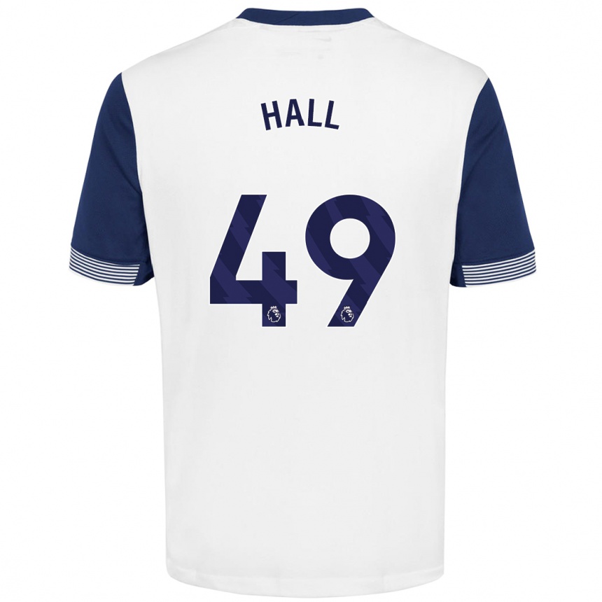 Gyermek Labdarúgás Tyrese Hall #49 Fehér Kék Hazai Jersey 2024/25 Mez Póló Ing