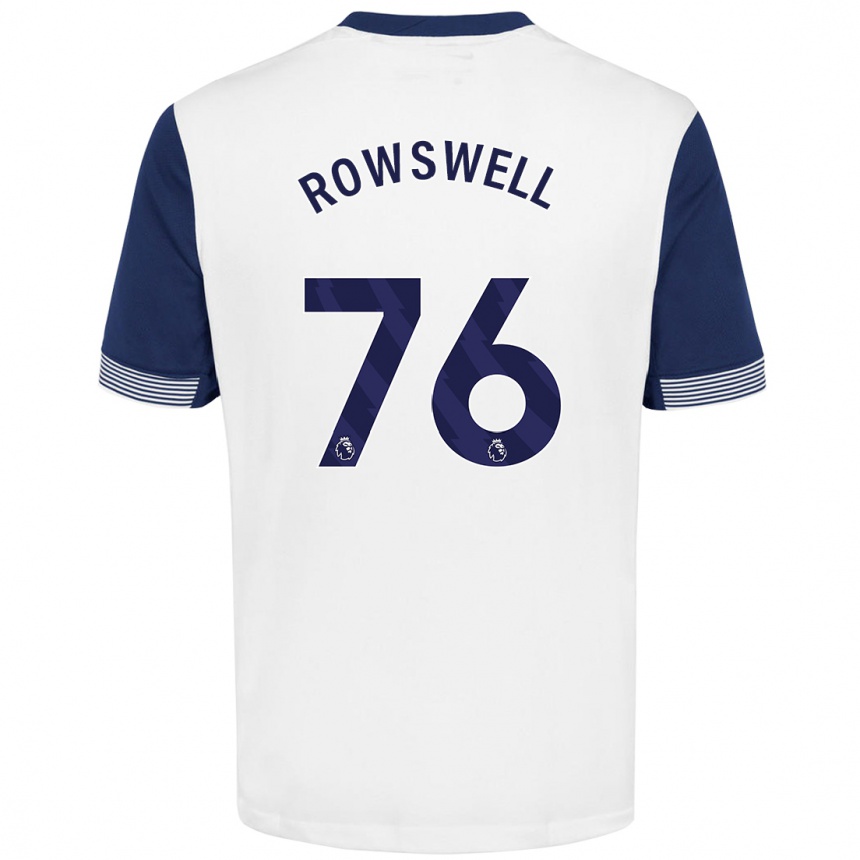 Gyermek Labdarúgás James Rowswell #76 Fehér Kék Hazai Jersey 2024/25 Mez Póló Ing