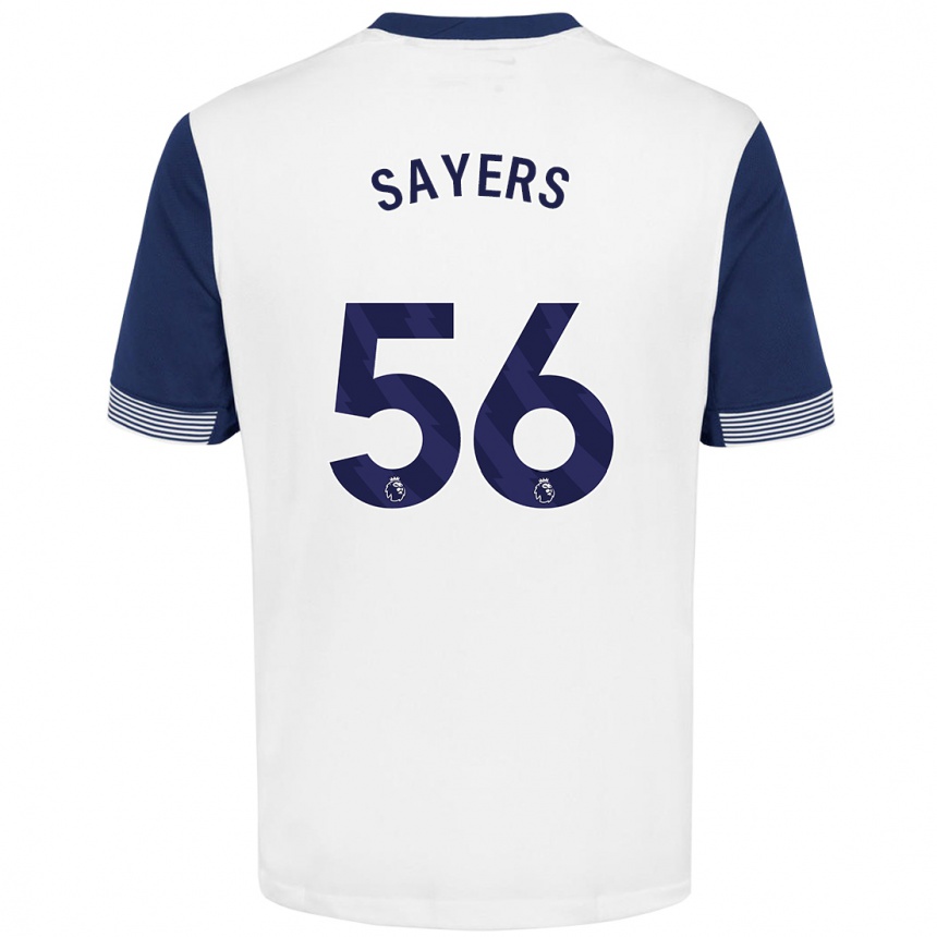 Gyermek Labdarúgás Charlie Sayers #56 Fehér Kék Hazai Jersey 2024/25 Mez Póló Ing