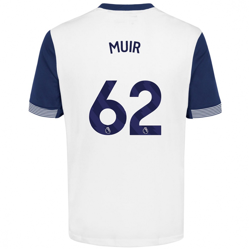 Gyermek Labdarúgás Marqes Muir #62 Fehér Kék Hazai Jersey 2024/25 Mez Póló Ing