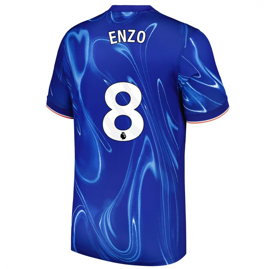 Gyermek Labdarúgás Enzo Fernández #8 Kék Fehér Hazai Jersey 2024/25 Mez Póló Ing