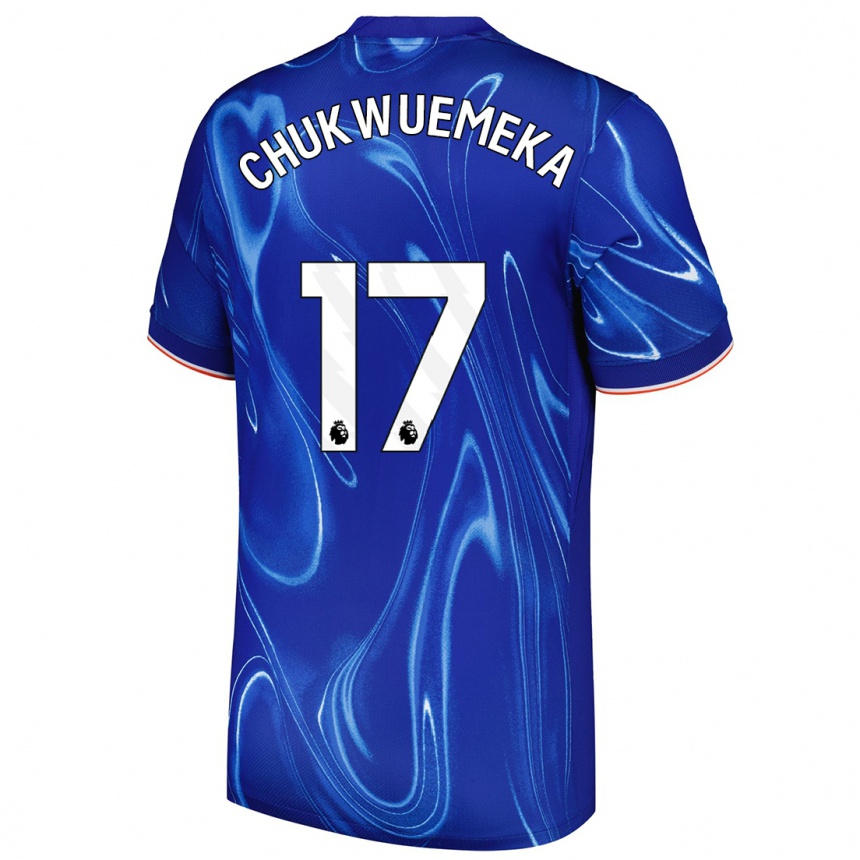 Gyermek Labdarúgás Carney Chukwuemeka #17 Kék Fehér Hazai Jersey 2024/25 Mez Póló Ing