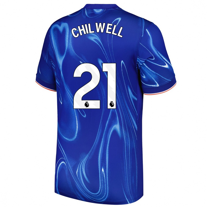 Gyermek Labdarúgás Ben Chilwell #21 Kék Fehér Hazai Jersey 2024/25 Mez Póló Ing