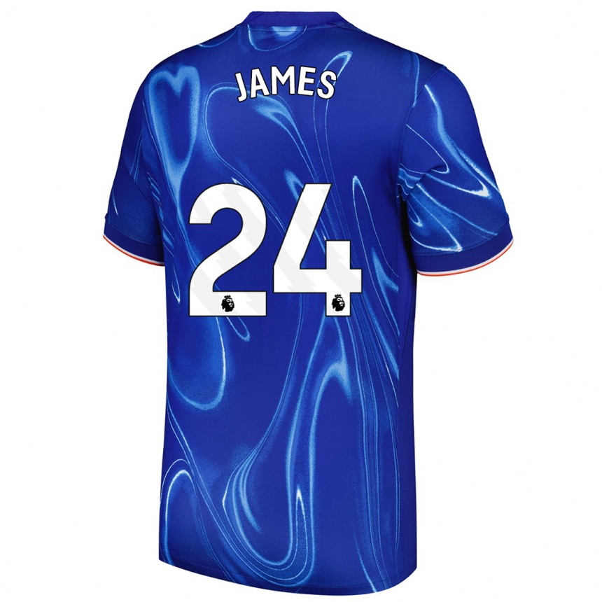 Gyermek Labdarúgás Reece James #24 Kék Fehér Hazai Jersey 2024/25 Mez Póló Ing