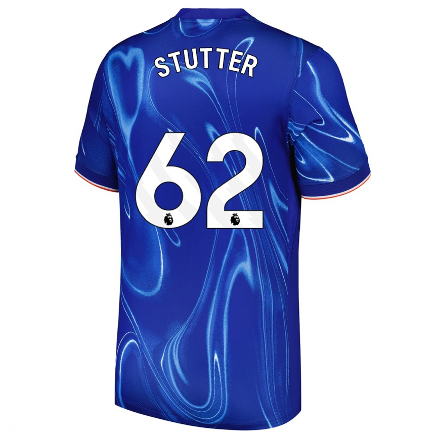 Gyermek Labdarúgás Ronnie Stutter #62 Kék Fehér Hazai Jersey 2024/25 Mez Póló Ing