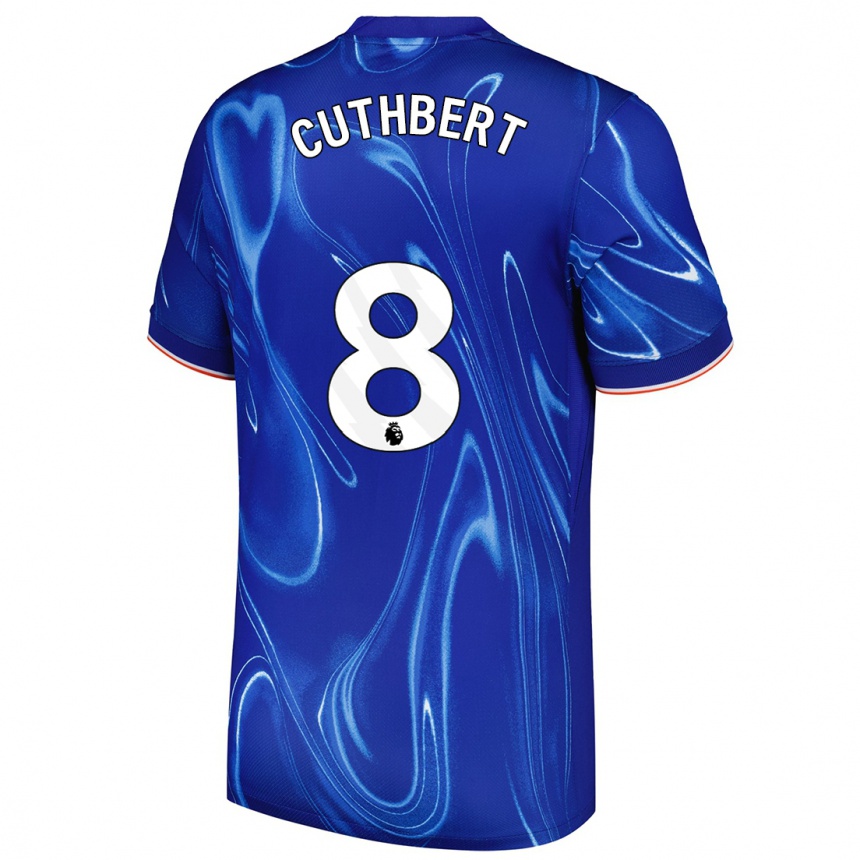 Gyermek Labdarúgás Erin Cuthbert #8 Kék Fehér Hazai Jersey 2024/25 Mez Póló Ing