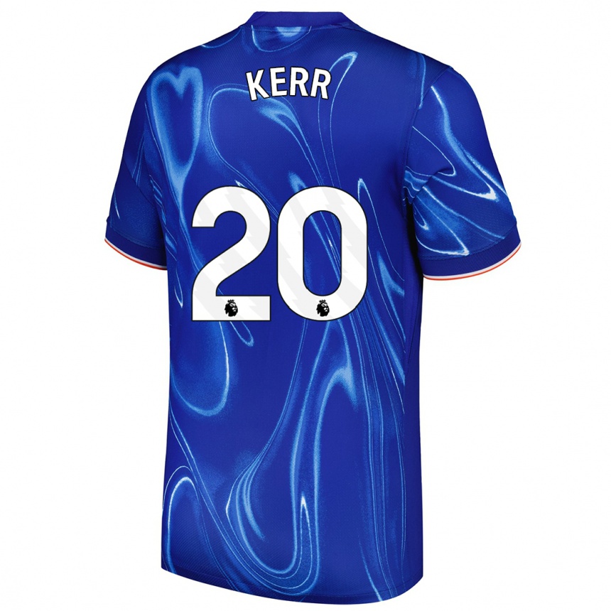 Gyermek Labdarúgás Sam Kerr #20 Kék Fehér Hazai Jersey 2024/25 Mez Póló Ing