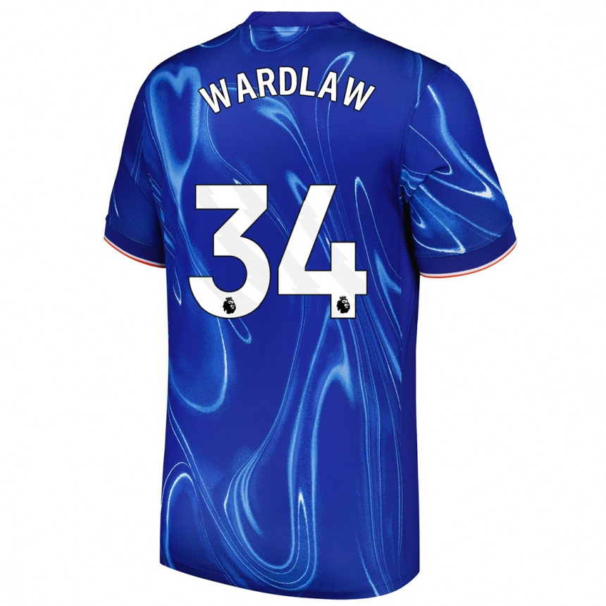 Gyermek Labdarúgás Charlotte Wardlaw #34 Kék Fehér Hazai Jersey 2024/25 Mez Póló Ing