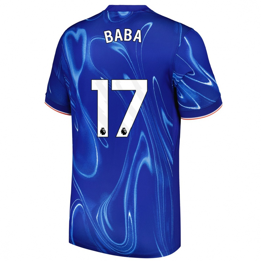 Gyermek Labdarúgás Abdul-Rahman Baba #17 Kék Fehér Hazai Jersey 2024/25 Mez Póló Ing