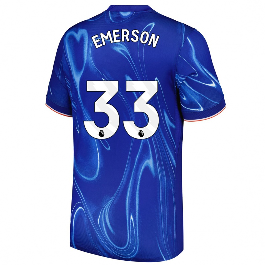 Gyermek Labdarúgás Emerson #33 Kék Fehér Hazai Jersey 2024/25 Mez Póló Ing