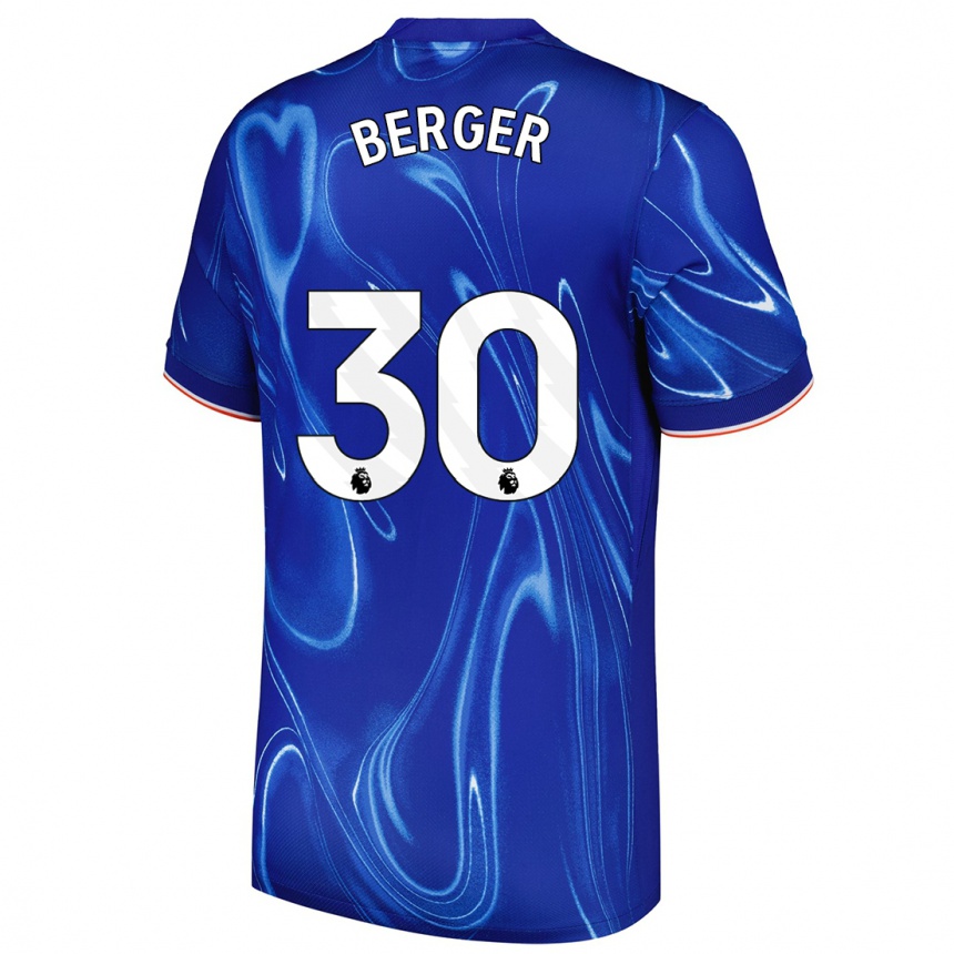 Gyermek Labdarúgás Ann-Katrin Berger #30 Kék Fehér Hazai Jersey 2024/25 Mez Póló Ing