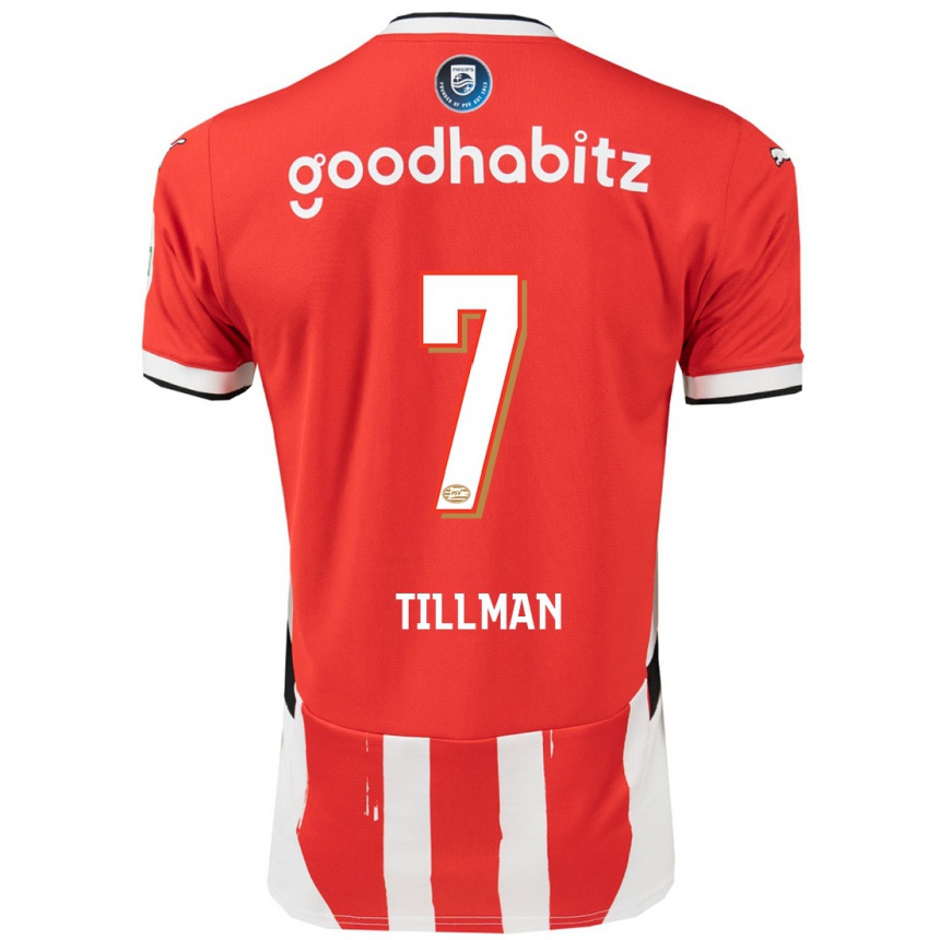 Gyermek Labdarúgás Malik Tillman #7 Piros Fehér Hazai Jersey 2024/25 Mez Póló Ing