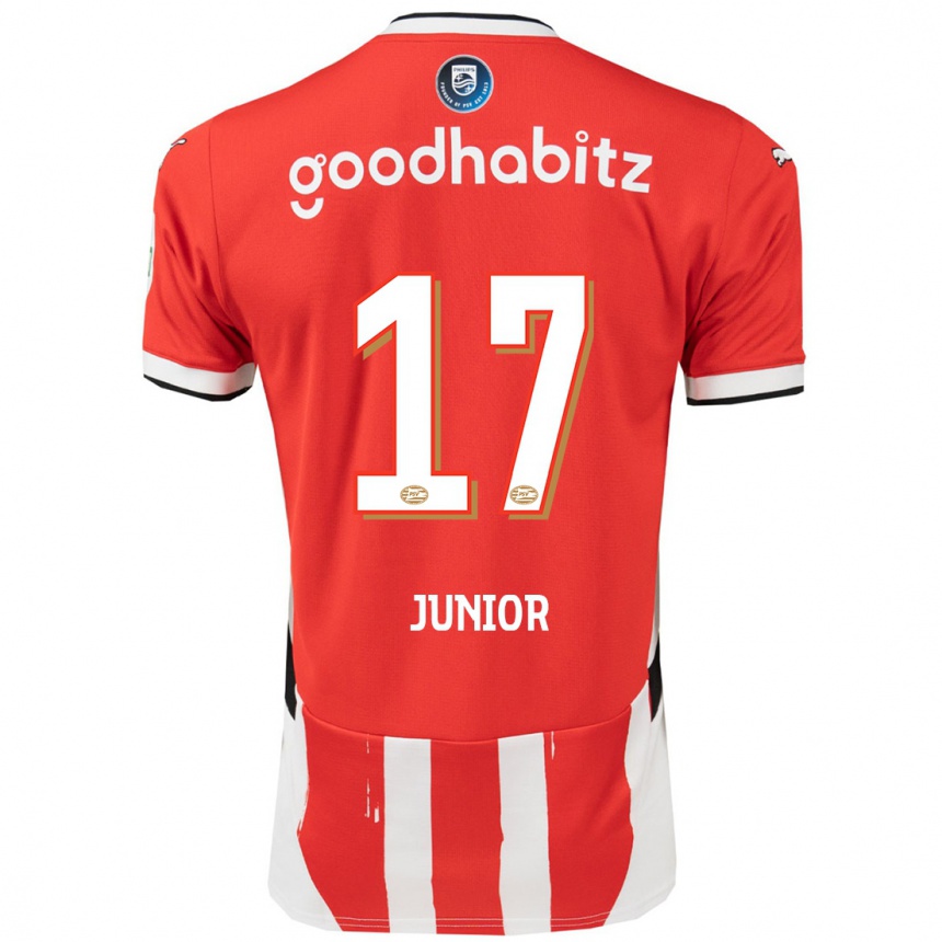 Gyermek Labdarúgás Mauro Júnior #17 Piros Fehér Hazai Jersey 2024/25 Mez Póló Ing