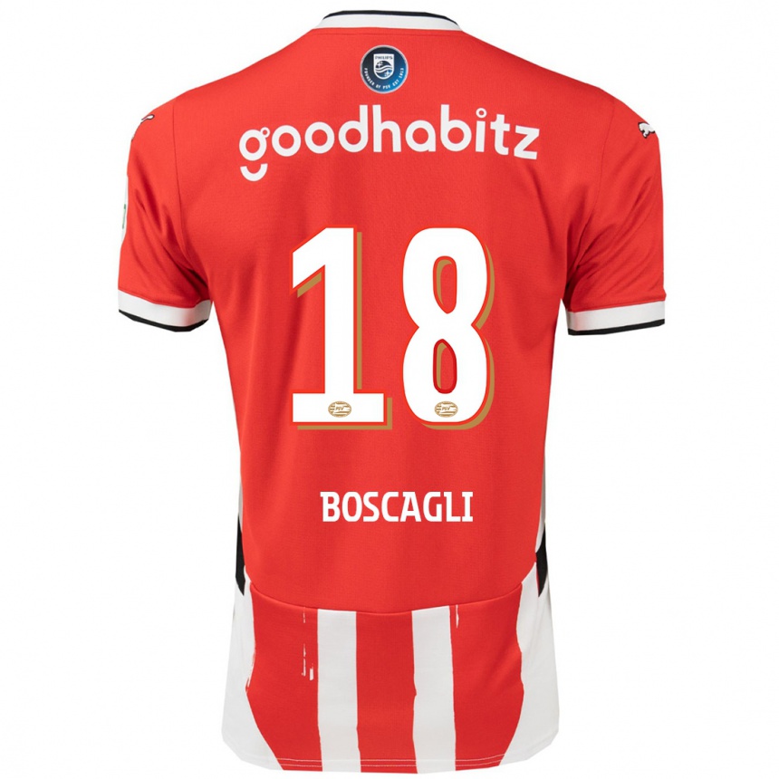 Gyermek Labdarúgás Olivier Boscagli #18 Piros Fehér Hazai Jersey 2024/25 Mez Póló Ing