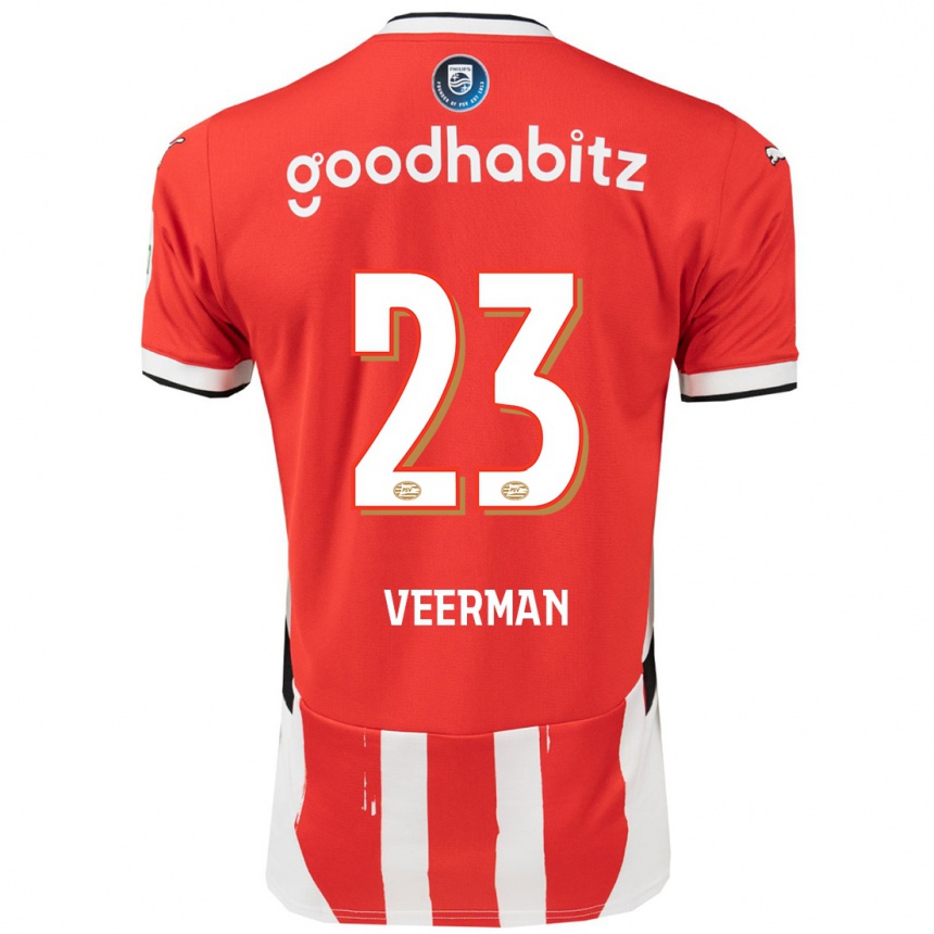 Gyermek Labdarúgás Joey Veerman #23 Piros Fehér Hazai Jersey 2024/25 Mez Póló Ing