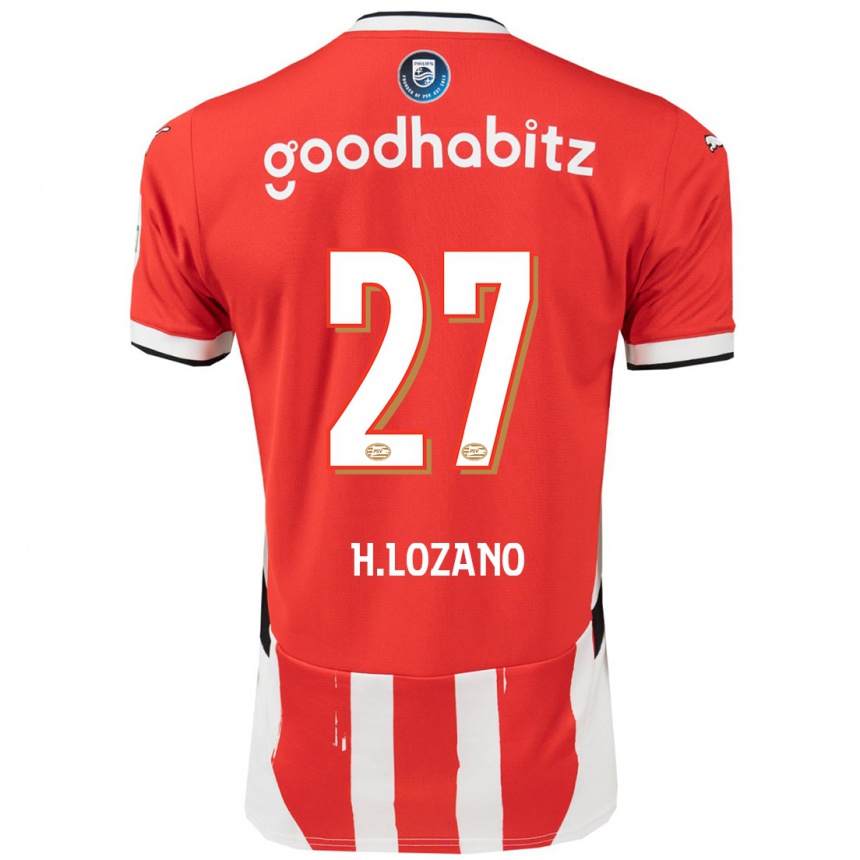 Gyermek Labdarúgás Hirving Lozano #27 Piros Fehér Hazai Jersey 2024/25 Mez Póló Ing