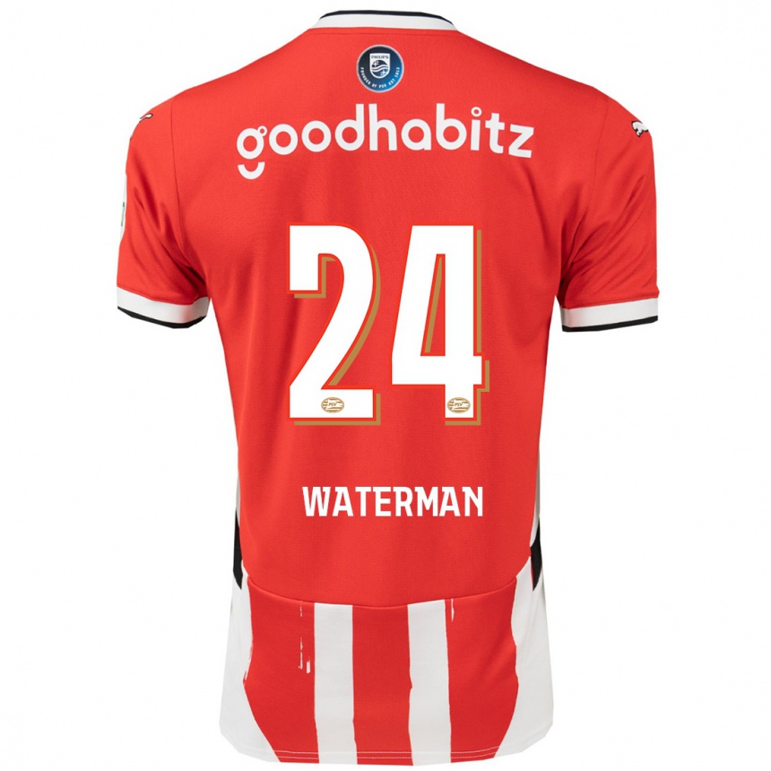 Gyermek Labdarúgás Boy Waterman #24 Piros Fehér Hazai Jersey 2024/25 Mez Póló Ing