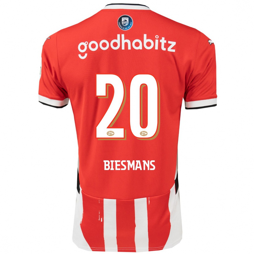 Gyermek Labdarúgás Julie Biesmans #20 Piros Fehér Hazai Jersey 2024/25 Mez Póló Ing