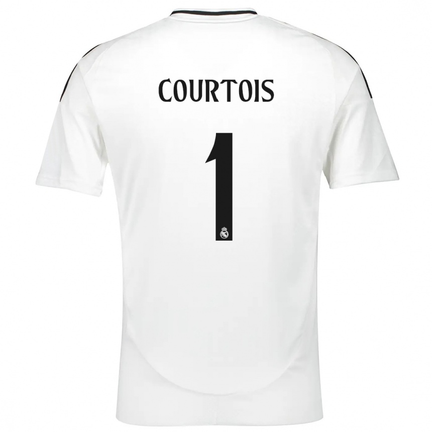 Gyermek Labdarúgás Thibaut Courtois #1 Fehér Hazai Jersey 2024/25 Mez Póló Ing