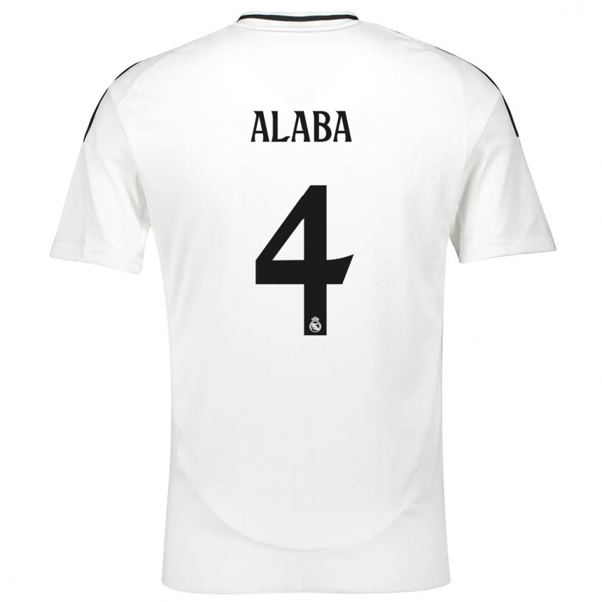 Gyermek Labdarúgás David Alaba #4 Fehér Hazai Jersey 2024/25 Mez Póló Ing