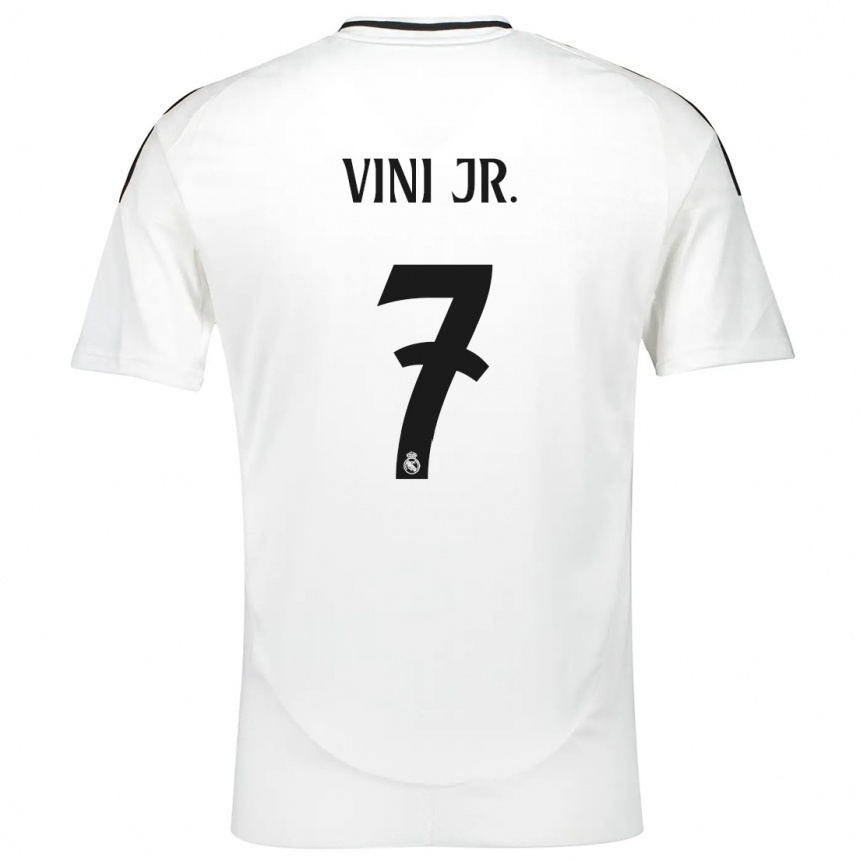 Gyermek Labdarúgás Vinicius Junior #7 Fehér Hazai Jersey 2024/25 Mez Póló Ing