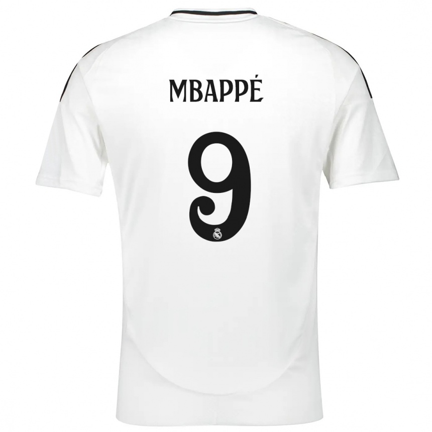 Gyermek Labdarúgás Kylian Mbappe #9 Fehér Hazai Jersey 2024/25 Mez Póló Ing