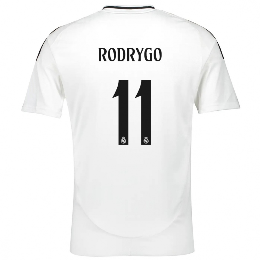 Gyermek Labdarúgás Rodrygo #11 Fehér Hazai Jersey 2024/25 Mez Póló Ing