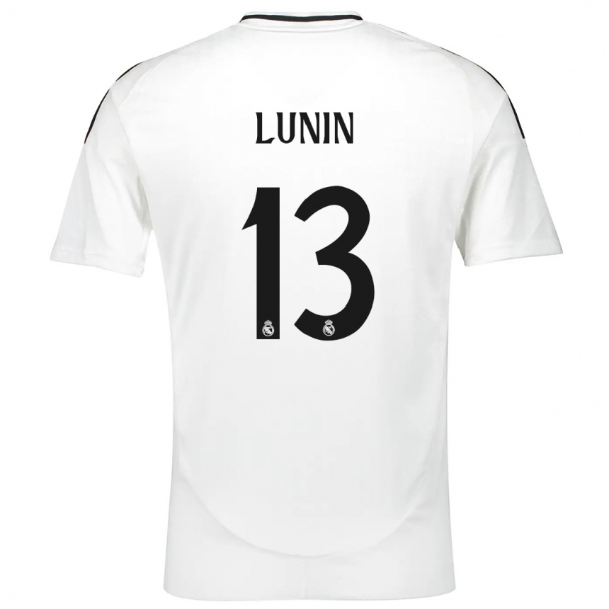 Gyermek Labdarúgás Andriy Lunin #13 Fehér Hazai Jersey 2024/25 Mez Póló Ing