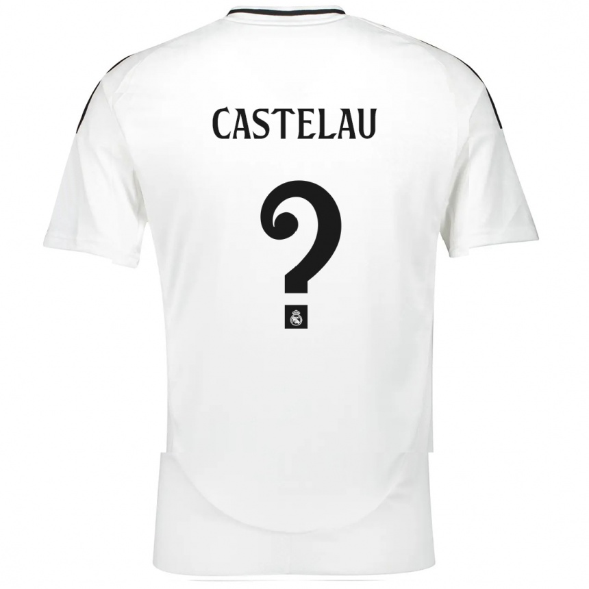 Gyermek Labdarúgás Alber Castelau #0 Fehér Hazai Jersey 2024/25 Mez Póló Ing