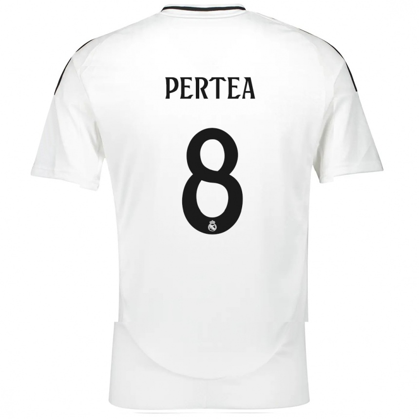 Gyermek Labdarúgás Raul Pertea #8 Fehér Hazai Jersey 2024/25 Mez Póló Ing