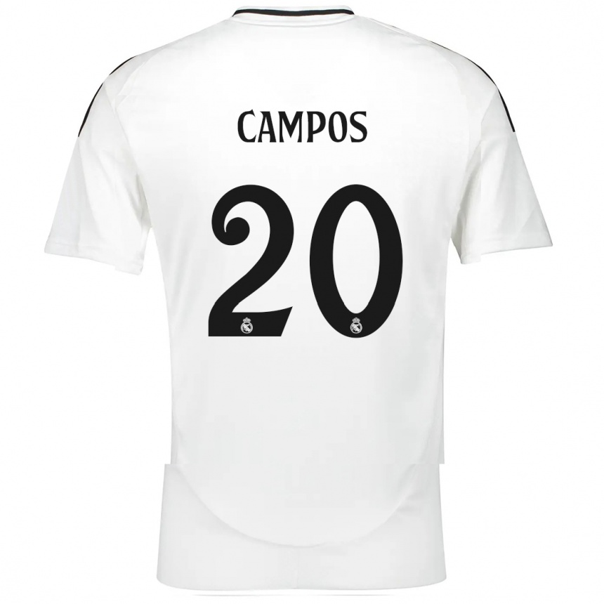 Gyermek Labdarúgás Andrés Campos #20 Fehér Hazai Jersey 2024/25 Mez Póló Ing