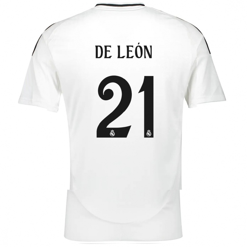 Gyermek Labdarúgás Jeremy De León #21 Fehér Hazai Jersey 2024/25 Mez Póló Ing