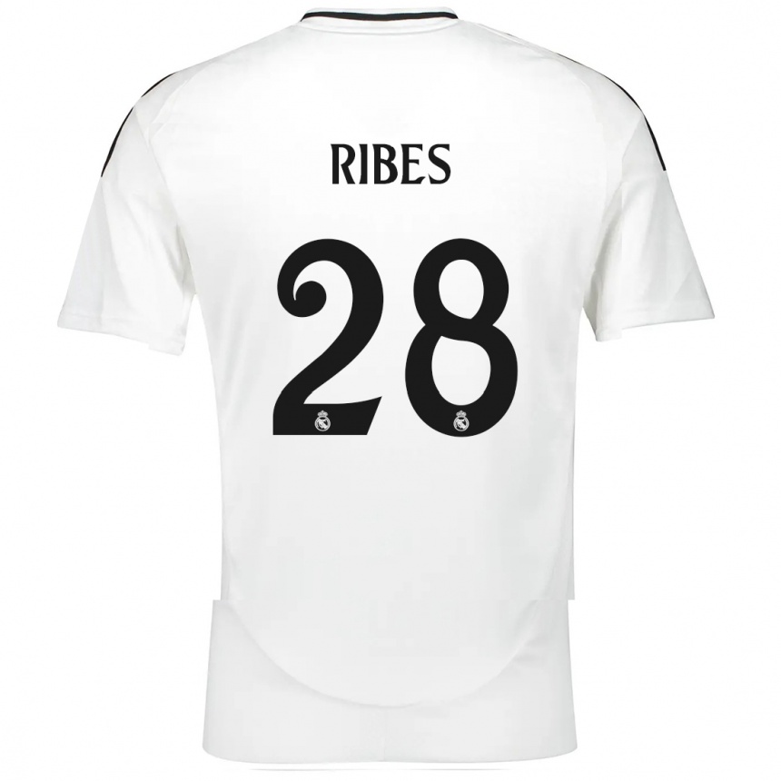 Gyermek Labdarúgás Kike Ribes #28 Fehér Hazai Jersey 2024/25 Mez Póló Ing