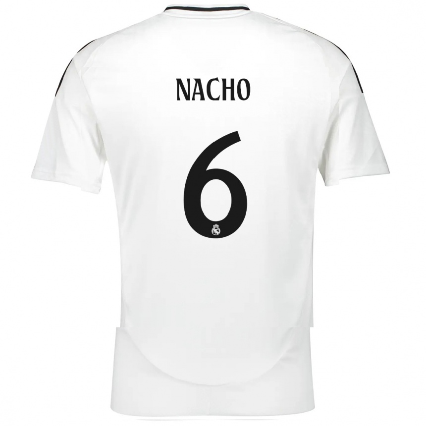 Gyermek Labdarúgás Nacho Fernandez #6 Fehér Hazai Jersey 2024/25 Mez Póló Ing