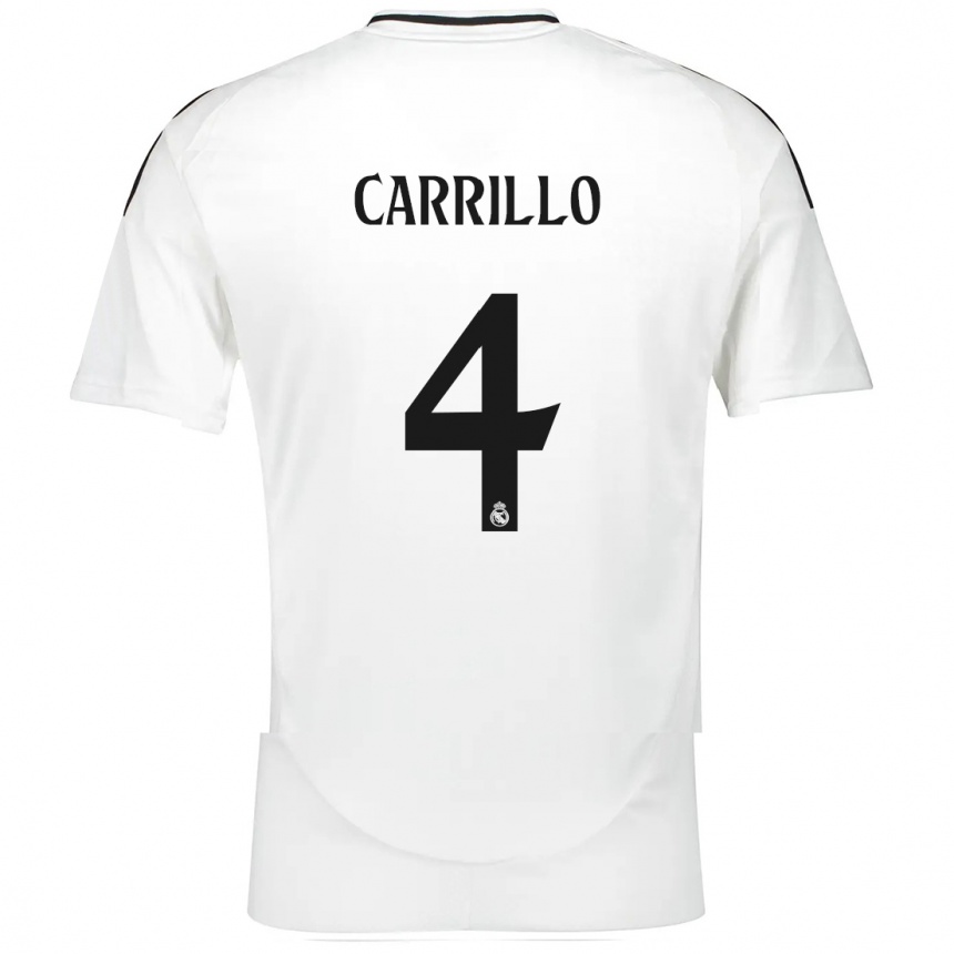 Gyermek Labdarúgás Álvaro Carrillo #4 Fehér Hazai Jersey 2024/25 Mez Póló Ing