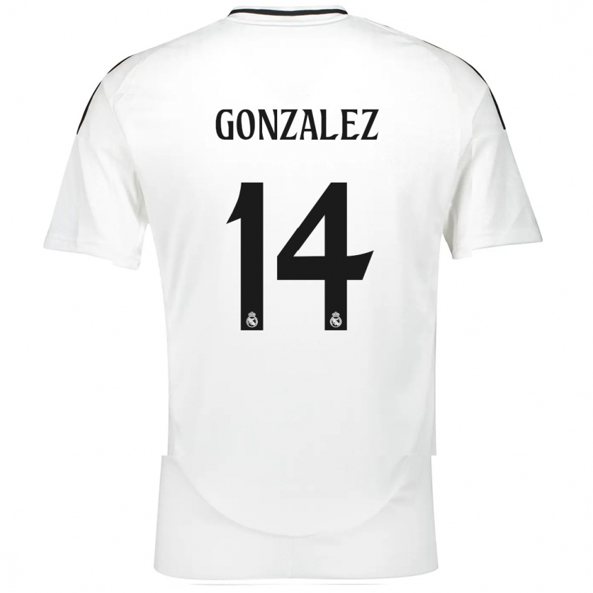 Gyermek Labdarúgás David González #14 Fehér Hazai Jersey 2024/25 Mez Póló Ing