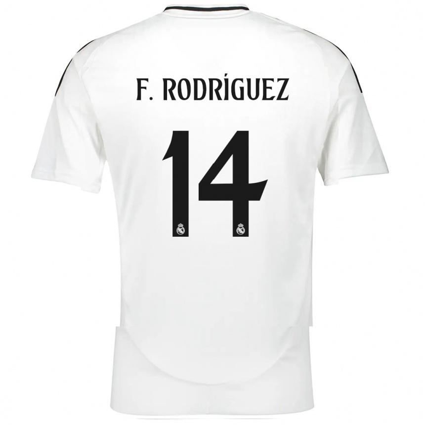 Gyermek Labdarúgás Fer Rodríguez #14 Fehér Hazai Jersey 2024/25 Mez Póló Ing