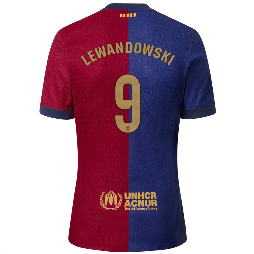 Gyermek Labdarúgás Robert Lewandowski #9 Kék Piros Hazai Jersey 2024/25 Mez Póló Ing