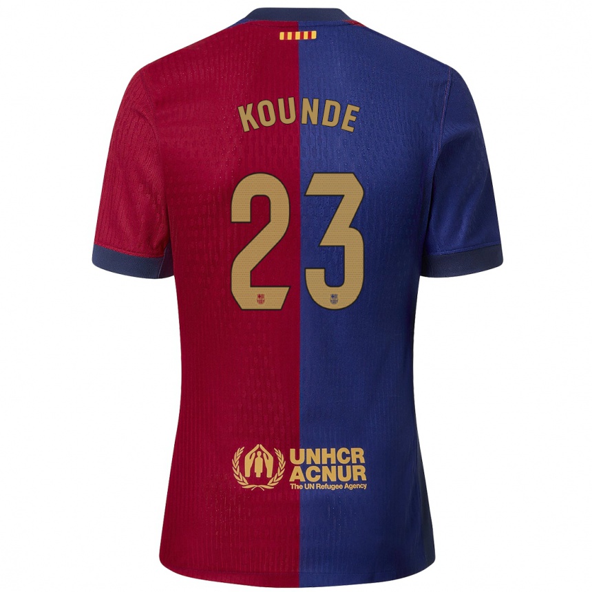 Gyermek Labdarúgás Jules Kounde #23 Kék Piros Hazai Jersey 2024/25 Mez Póló Ing