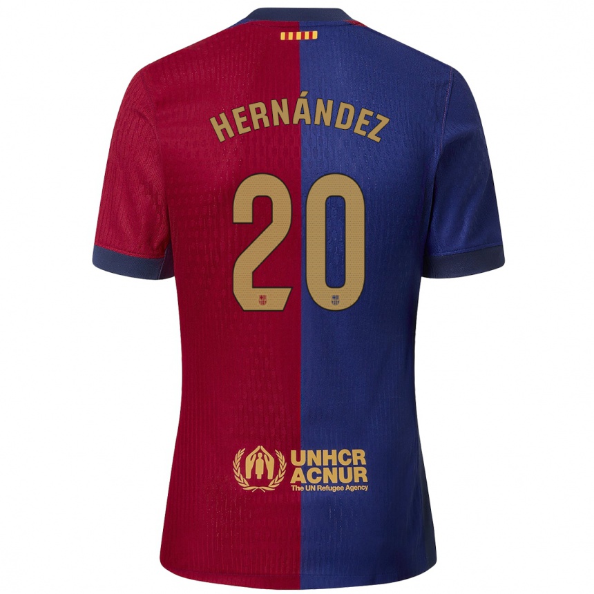 Gyermek Labdarúgás Unai Hernández #20 Kék Piros Hazai Jersey 2024/25 Mez Póló Ing