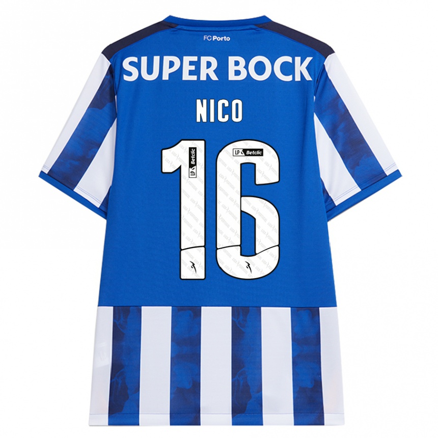 Gyermek Labdarúgás Nico Gonzalez #16 Kék Fehér Hazai Jersey 2024/25 Mez Póló Ing