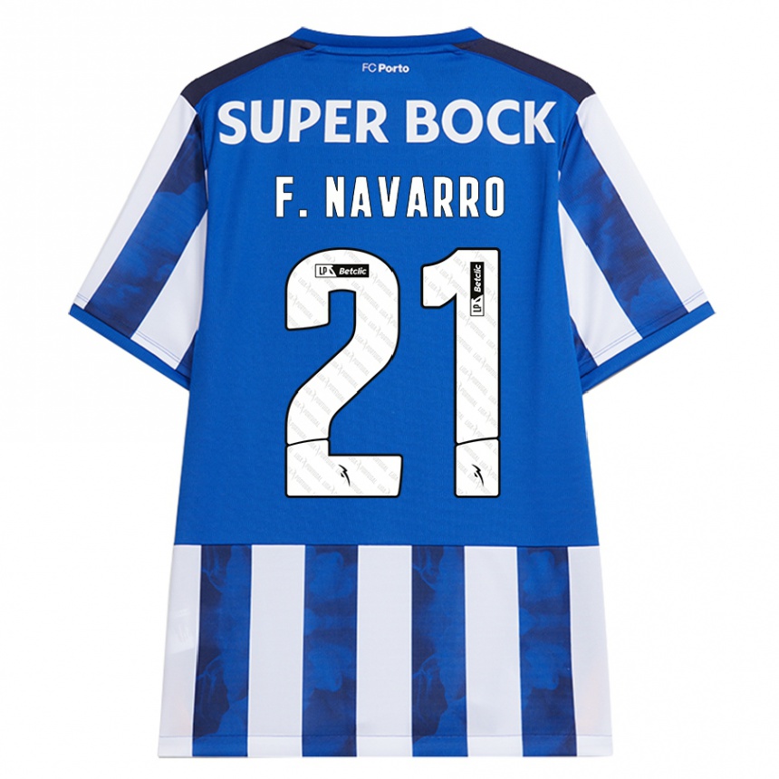 Gyermek Labdarúgás Fran Navarro #21 Kék Fehér Hazai Jersey 2024/25 Mez Póló Ing