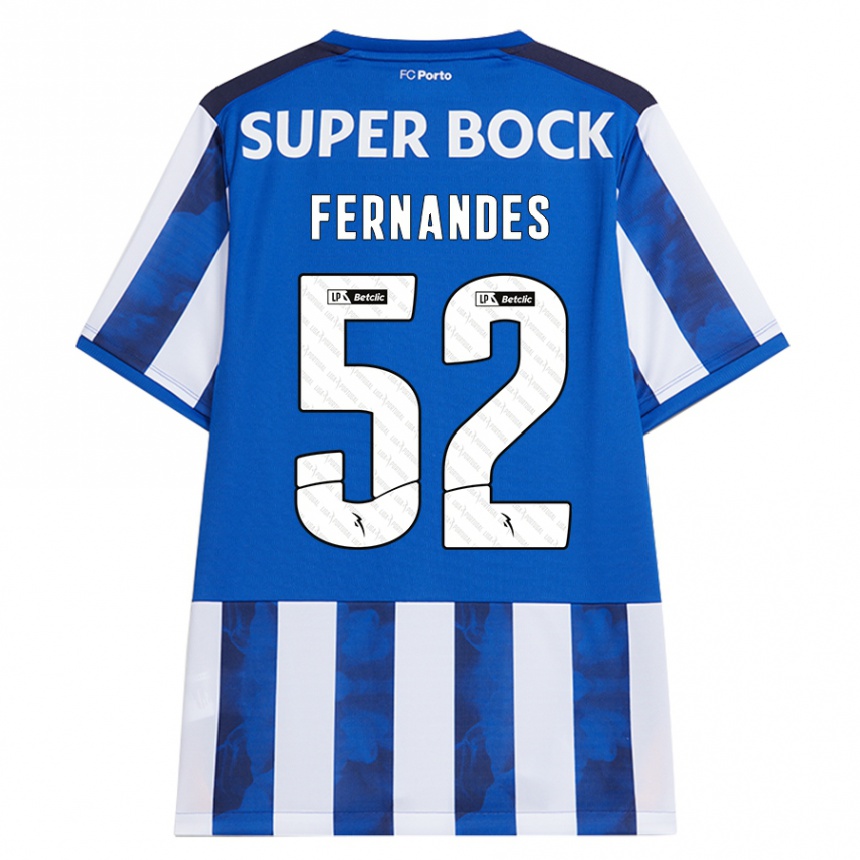 Gyermek Labdarúgás Martim Fernandes #52 Kék Fehér Hazai Jersey 2024/25 Mez Póló Ing