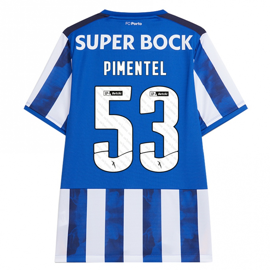 Gyermek Labdarúgás Eric Pimentel #53 Kék Fehér Hazai Jersey 2024/25 Mez Póló Ing