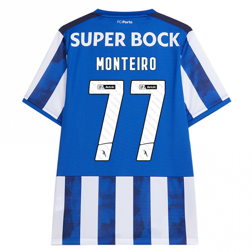 Gyermek Labdarúgás Rui Monteiro #77 Kék Fehér Hazai Jersey 2024/25 Mez Póló Ing