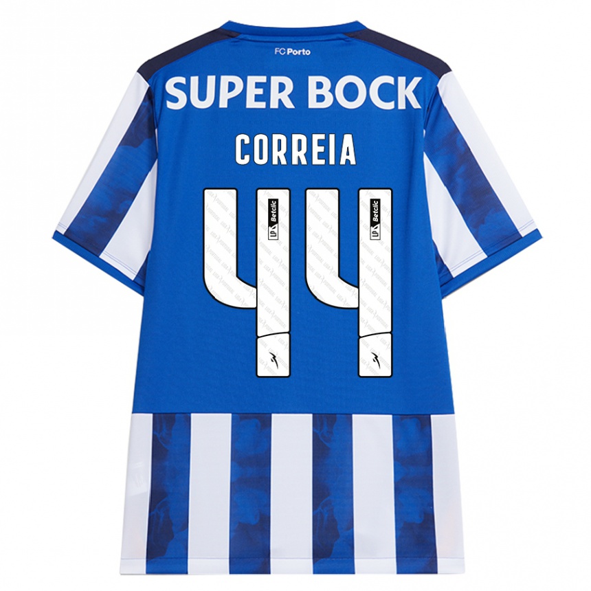 Gyermek Labdarúgás Romain Correia #44 Kék Fehér Hazai Jersey 2024/25 Mez Póló Ing