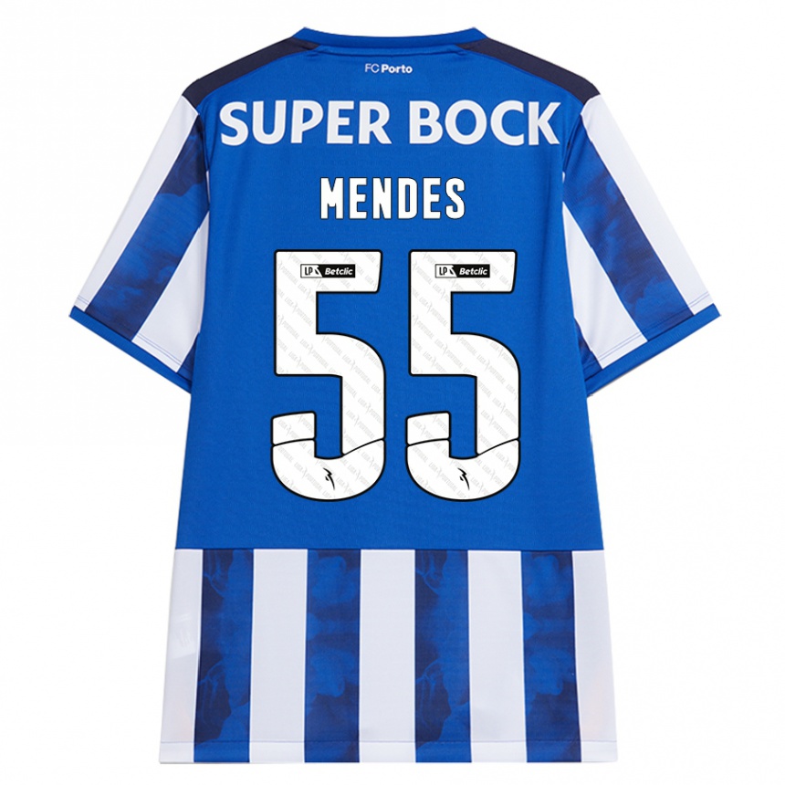 Gyermek Labdarúgás João Mendes #55 Kék Fehér Hazai Jersey 2024/25 Mez Póló Ing