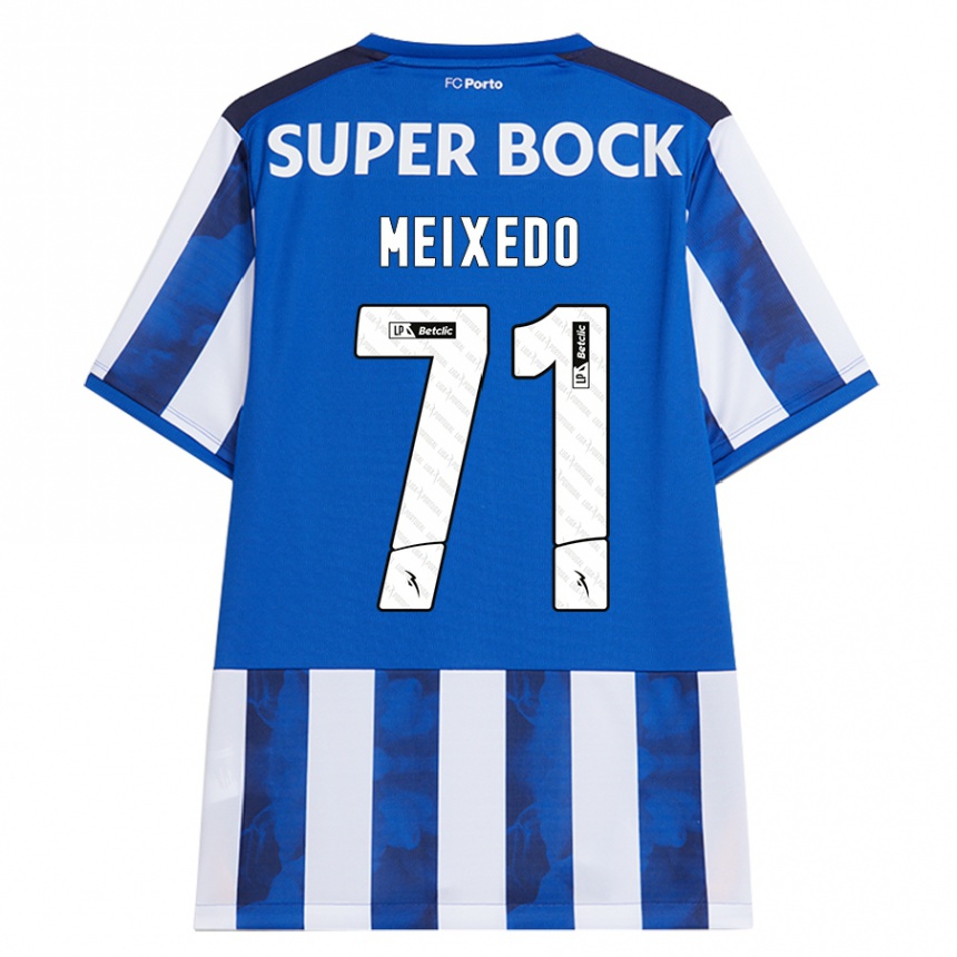 Gyermek Labdarúgás Francisco Meixedo #71 Kék Fehér Hazai Jersey 2024/25 Mez Póló Ing