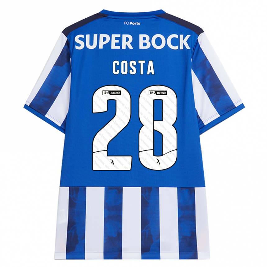 Gyermek Labdarúgás Bruno Costa #28 Kék Fehér Hazai Jersey 2024/25 Mez Póló Ing