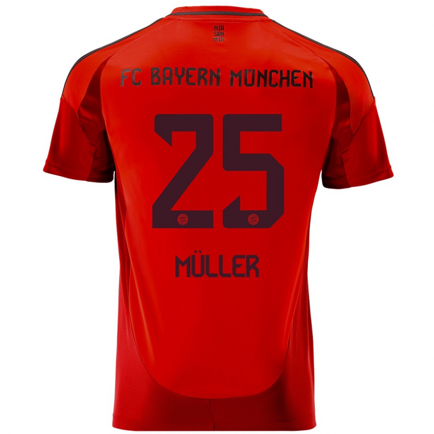 Gyermek Labdarúgás Thomas Muller #25 Piros Hazai Jersey 2024/25 Mez Póló Ing